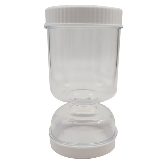 Borcan pentru Muraturi, Klevo, cu Separator pentru Lichide, Ermetic, Termorezistent, Tip Clepsidra, 2 Furculite Incluse, ABS, Alb, 18x9x9 cm