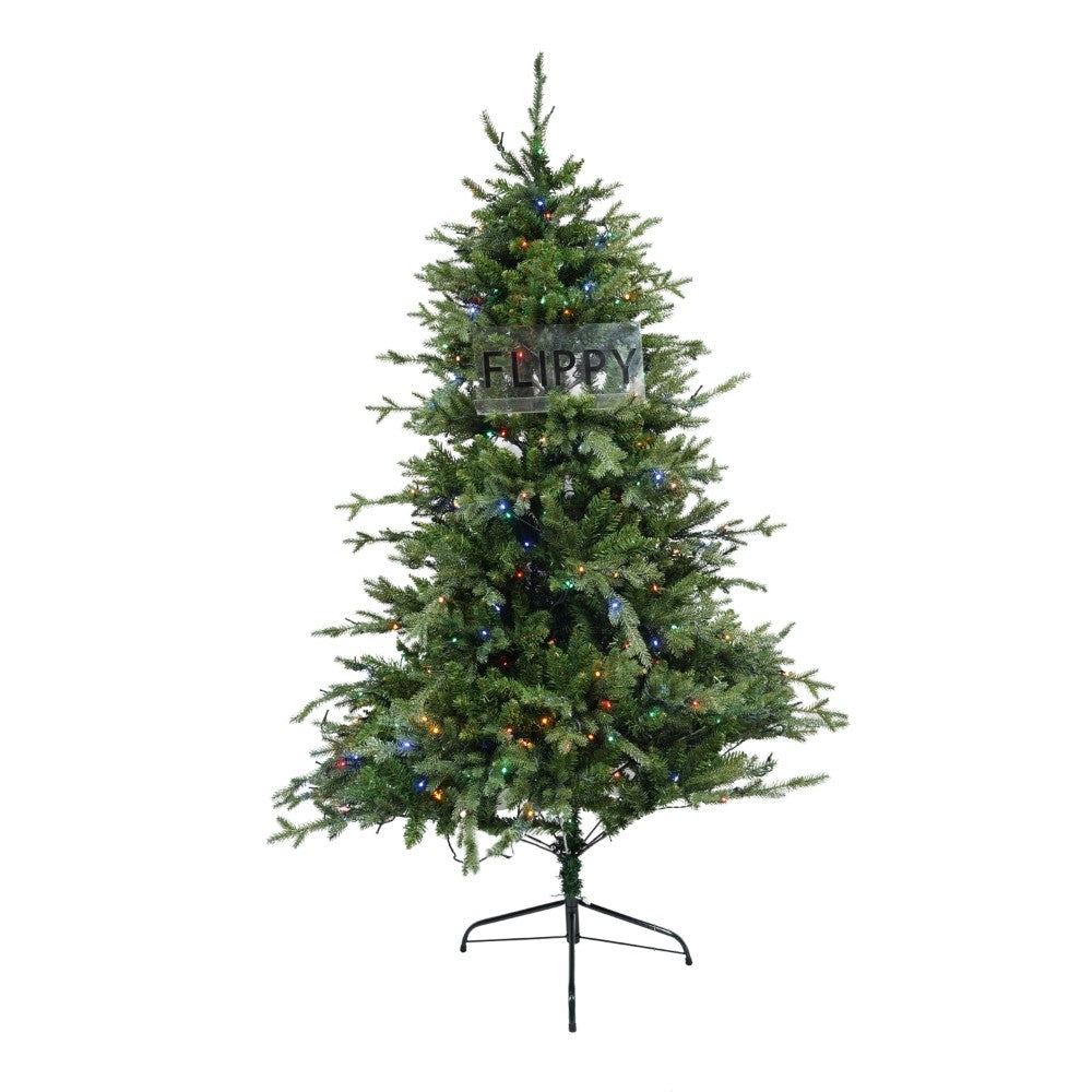 Brad Artificial de Craciun, Becuri led incluse in ramuri, pentru interior/exterior, inaltime 180 cm, diametru 128 cm, 1246 ramuri, Klevo, verde, suport metalic inclus