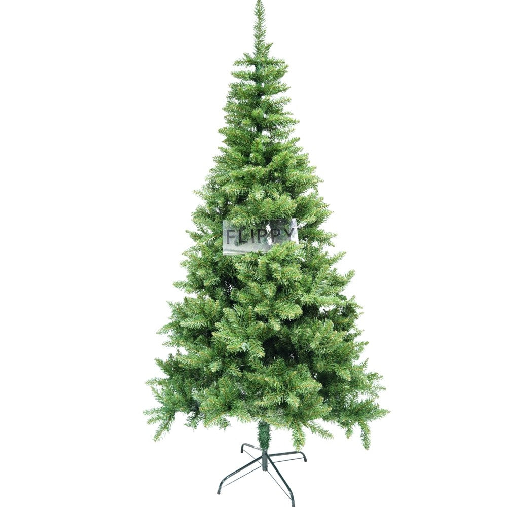 Brad artificial de Craciun, clasic, pentru interior/exterior, inaltime 210 cm, diametru 106 cm, 663 ramuri, Klevo, verde, suport metalic inclus