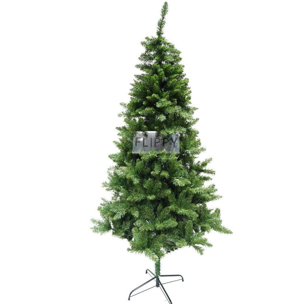 Brad artificial de Craciun, clasic, pentru interior/exterior, inaltime 210 cm, diametru 125 cm, 957 ramuri, Klevo, verde, suport metalic inclus