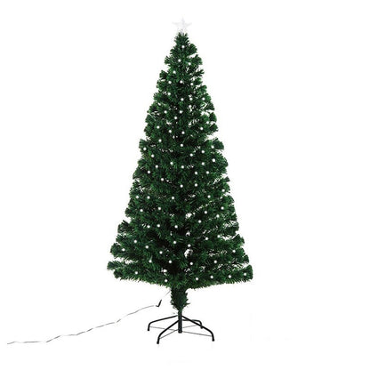 Brad Artificial de Craciun, Klevo, 1.80 m inaltime, Verde, Becuri Led incluse in ramuri, Diametru inferior 137 cm, Interior/ Exterior