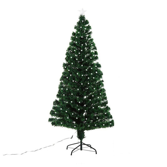 Brad Artificial de Craciun, Klevo, 1.80 m inaltime, Verde, Becuri Led incluse in ramuri, Diametru inferior 137 cm, Interior/ Exterior