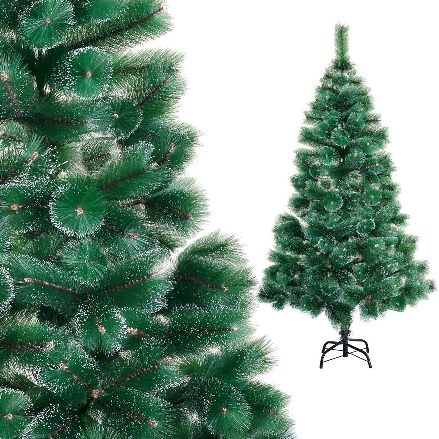 Brad artificial de Craciun tip pin nins, pentru interior/exterior, inaltime 180 cm, Klevo, verde, suport metalic inclus