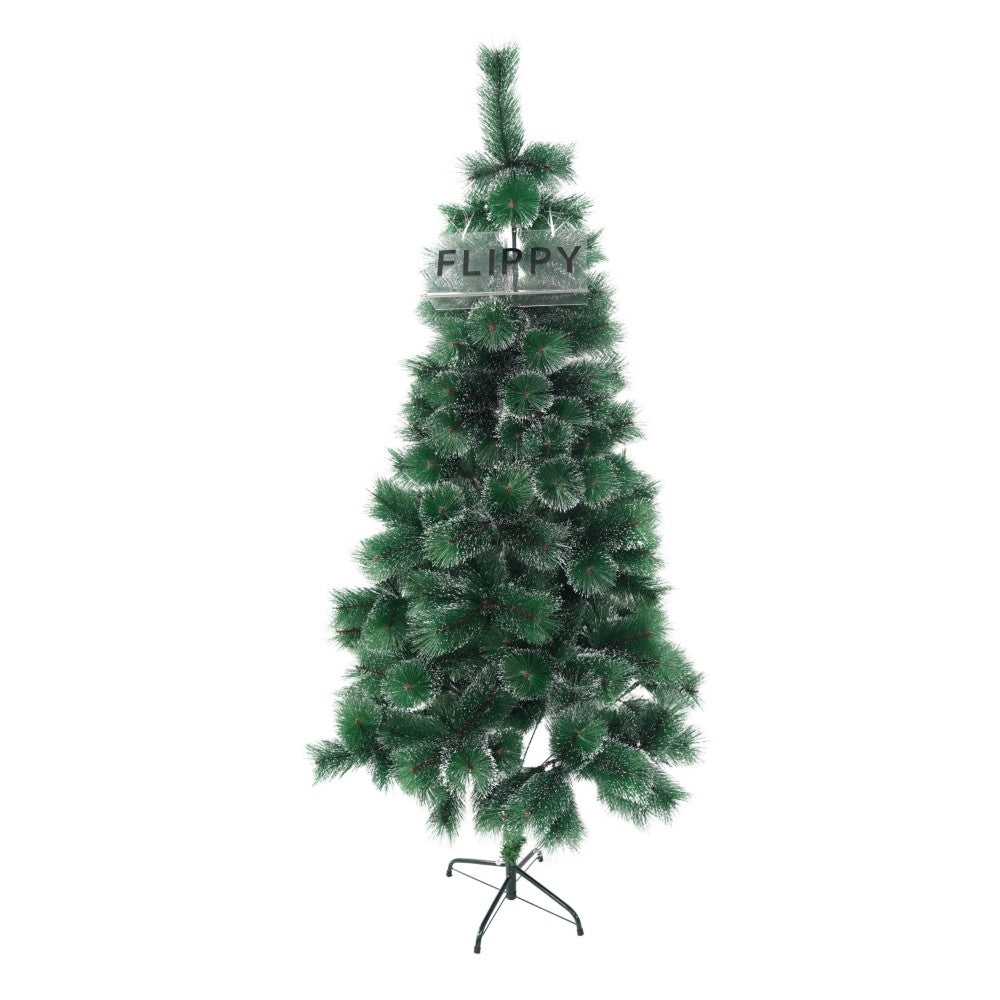 Brad artificial de Craciun tip pin nins, pentru interior/exterior, inaltime 210 cm, Klevo, verde, suport metalic inclus