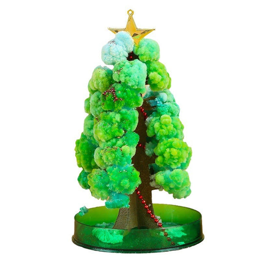 Brad Copac de Hartie Infloritor pe Apa, Klevo, Jucarie Brad Magic Infloritor de Craciun, Crestere Lenta in 8-24 h, Decoratiune de Craciun, 16.5 x 9.5 x 9.5 cm, Verde