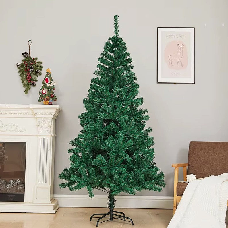 Brad de Craciun artificial cu suport inclus Klevo, 150 cm, 450 Ramuri Varfuri, Suport Clasic, Fara iluminare, utilizat pentru interior/exterior, Verde
