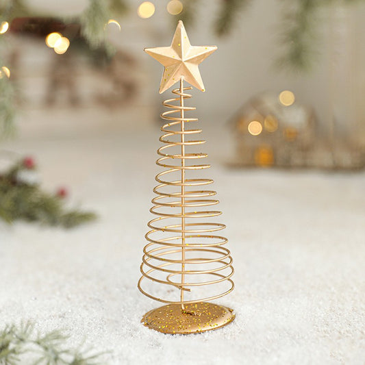 Brad de Craciun Ornament, Klevo, Decoratiune Brad micut din Metal, inaltime 19.5 x 6.5 x6.5 cm, Ornament de Craciun, Auriu