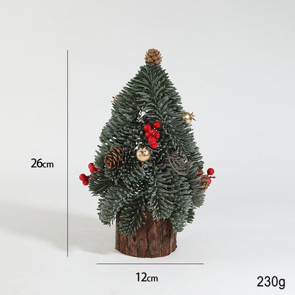 Decoratiune Craciun pentru Masa, Klevo, Ornament de Decor Model Brad de Craciun de Dimensiuni Mici, pentru Birou si Interior, din Plastic 26 x 12 x 12 cm, Verde
