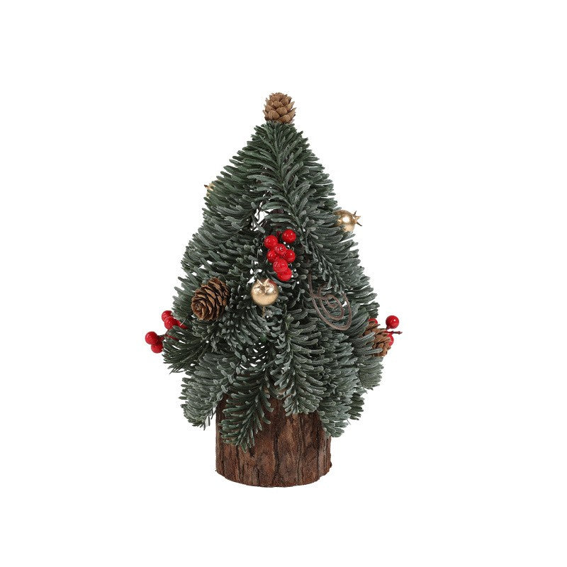 Decoratiune Craciun pentru Masa, Klevo, Ornament de Decor Model Brad de Craciun de Dimensiuni Mici, pentru Birou si Interior, din Plastic 26 x 12 x 12 cm, Verde