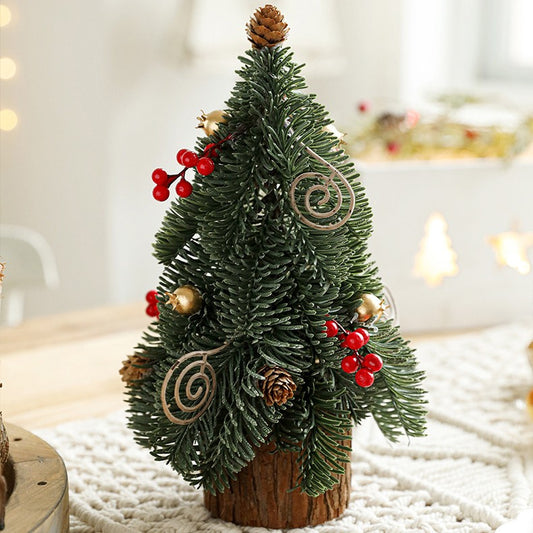 Decoratiune Craciun pentru Masa, Klevo, Ornament de Decor Model Brad de Craciun de Dimensiuni Mici, pentru Birou si Interior, din Plastic 30 x 15 x 15 cm, Verde