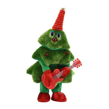 Bradut Dansator si Cantaret, Klevo, Decoratiune de Craciun, Jucarie Interactiva, cu Chitara, cu Lumini, 25 cm Inaltime, Verde