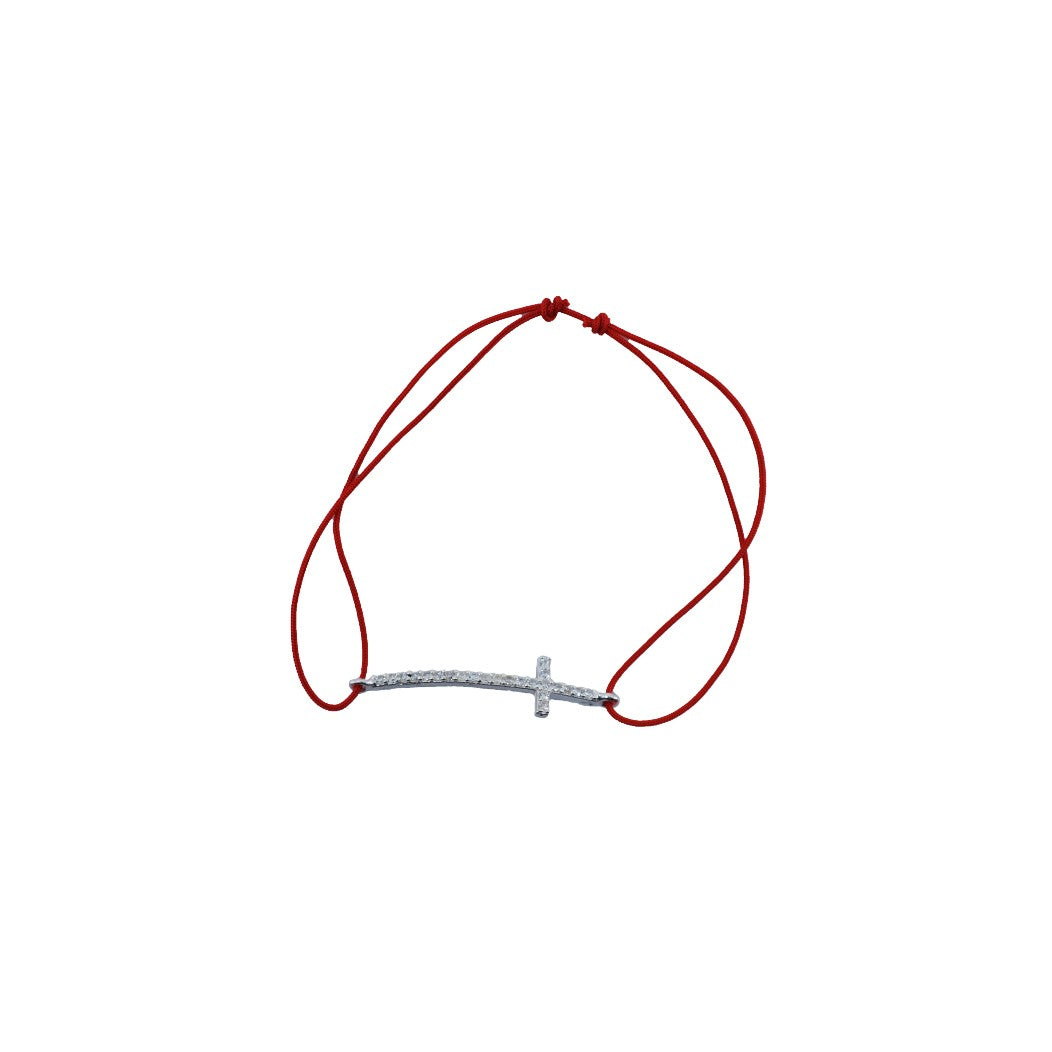 Bratara cu nod dublu din Argint 925 Cruce cu  pietre, 0.8 g