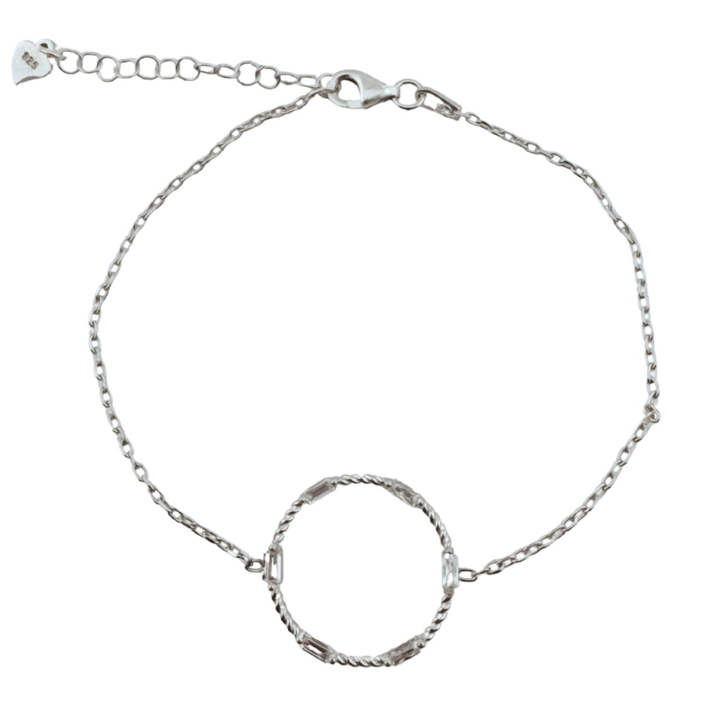 Bratara pentru Dame, Jolie Silver, din Argint 925, Model Cerc Rasucit, cu Pietre Zirconia, Ajustabila, 1.92 gr, Argintiu