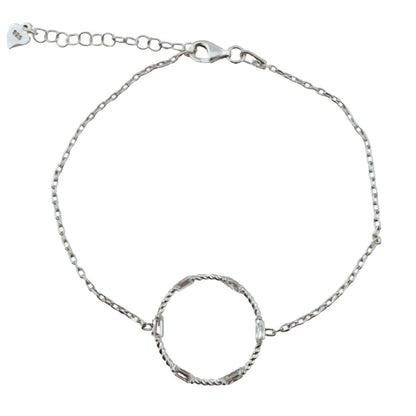 Bratara pentru Dame, Jolie Silver, din Argint 925, Model Cerc Rasucit, cu Pietre Zirconia, Ajustabila, 1.92 gr, Argintiu