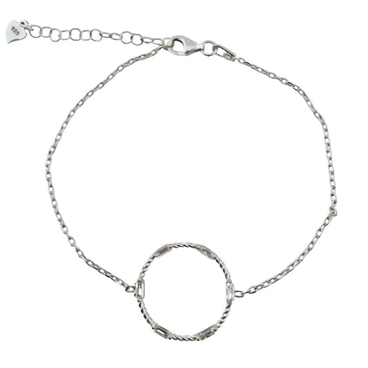 Bratara pentru Dame, Jolie Silver, din Argint 925, Model Cerc Rasucit, cu Pietre Zirconia, Ajustabila, 1.92 gr, Argintiu