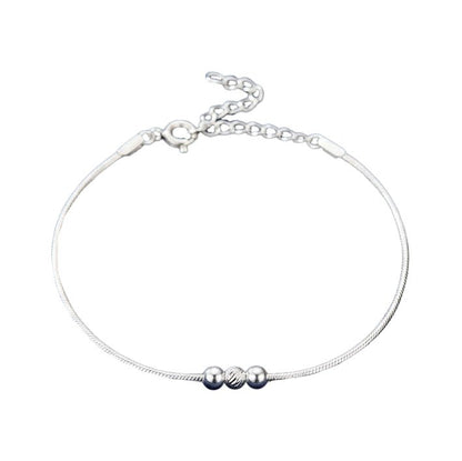 Bratara din Argint 925, pentru Dama, Jolie Silver, Model 3 Bile, 1.1 g, Lungime Reglabila, Argintiu