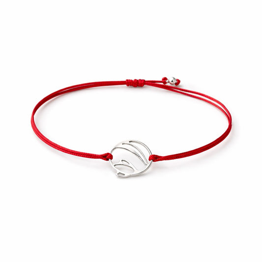 Bratara Martisor, Jolie Silver, Model Floare Stilizata Rotunda, Reglabila, Argint 925, Snur Textil, 7.5 x 4.5 cm, Argintiu