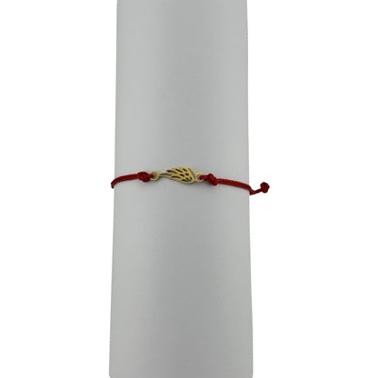 Bratara Martisor pentru Dama, Jolie, Model Aripa, Set 12 bucati, Pandativ din Inox Auriu, Snur Ajustabil Impletit, Rosu