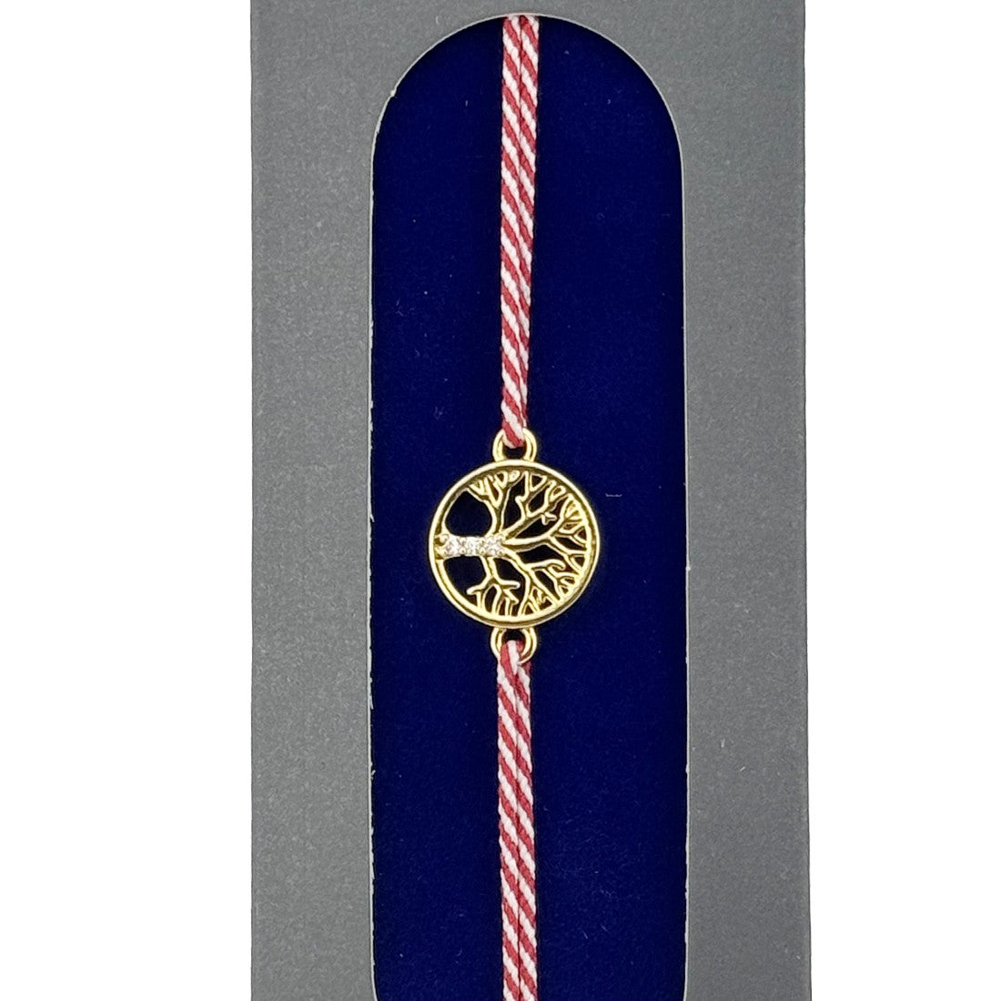 Bratara Placata cu Aur 24k, Jolie, Model Copac, Martisor Bratara, cu Snur Rosu, Auriu