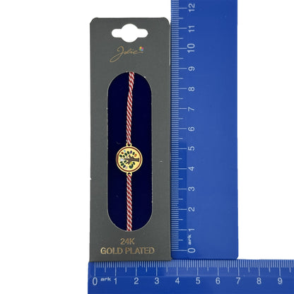 Bratara Placata cu Aur 24k, Jolie, Model Copacul Vietii, Martisor Bratara, cu Snur Alb/Rosu, Auriu