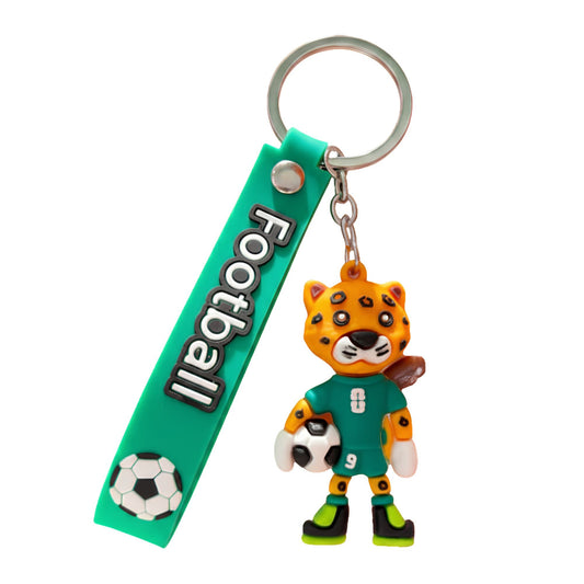 Breloc Chei, Klevo, Model Leopard, Mascota de Fotbal, Cupa Mondiala, Accesoriu Pentru Chei si Rucsac, Cauciuc Moale, 26 g, 6.2 x 3.4 cm, Verde