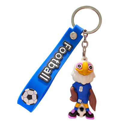 Breloc Chei, Klevo, Model Vultur, Mascota de Fotbal, Cupa Mondiala, Accesoriu Pentru Chei si Rucsac, Cauciuc Moale, 26 g, 6.2 x 3.4 cm, Albastru