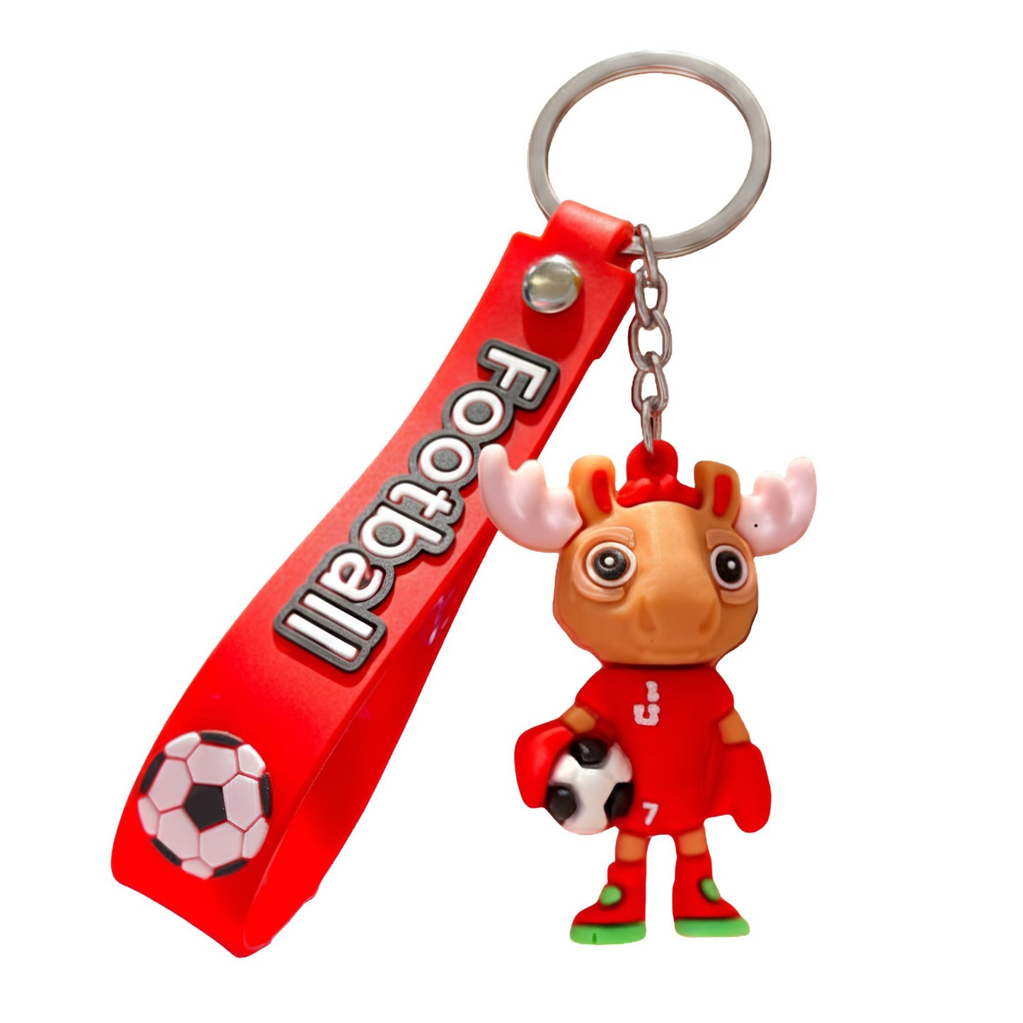 Breloc Chei, Klevo, Model Cerb, Mascota de Fotbal, Cupa Mondiala, Accesoriu Pentru Chei si Rucsac, Cauciuc Moale, 26 g, 6.2 x 3.4 cm, Rosu