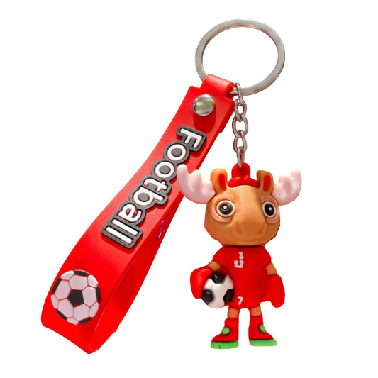 Breloc Chei, Klevo, Model Cerb, Mascota de Fotbal, Cupa Mondiala, Accesoriu Pentru Chei si Rucsac, Cauciuc Moale, 26 g, 6.2 x 3.4 cm, Rosu