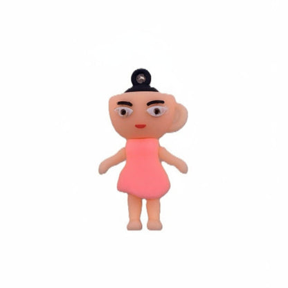 Breloc de Chei din Silicon, Klevo, Figurina Brainrot Ballerina Cappuccina, 4 cm, Roz