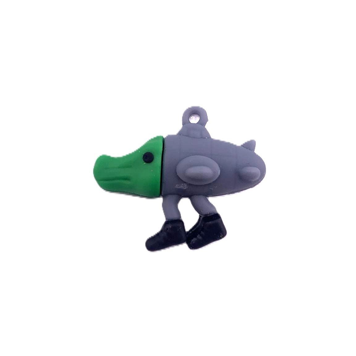 Breloc de Chei din Silicon, Klevo, Figurina Brainrot Bombardiro Crocodilo, 4 cm, Gri/Verde