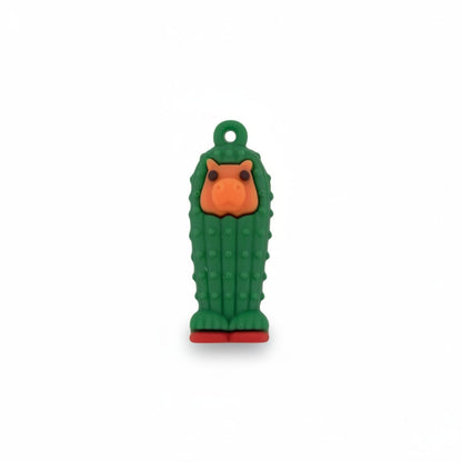 Breloc de Chei din Silicon, Klevo, Figurina Brainrot Cacto Hipopotamo, 4 cm, Verde