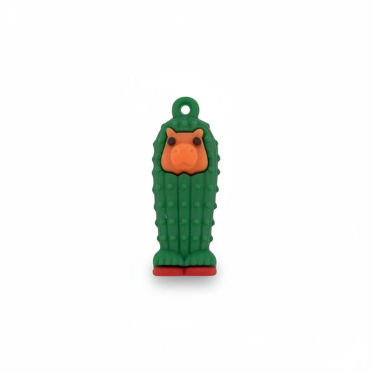 Breloc de Chei din Silicon, Klevo, Figurina Brainrot Cacto Hipopotamo, 4 cm, Verde