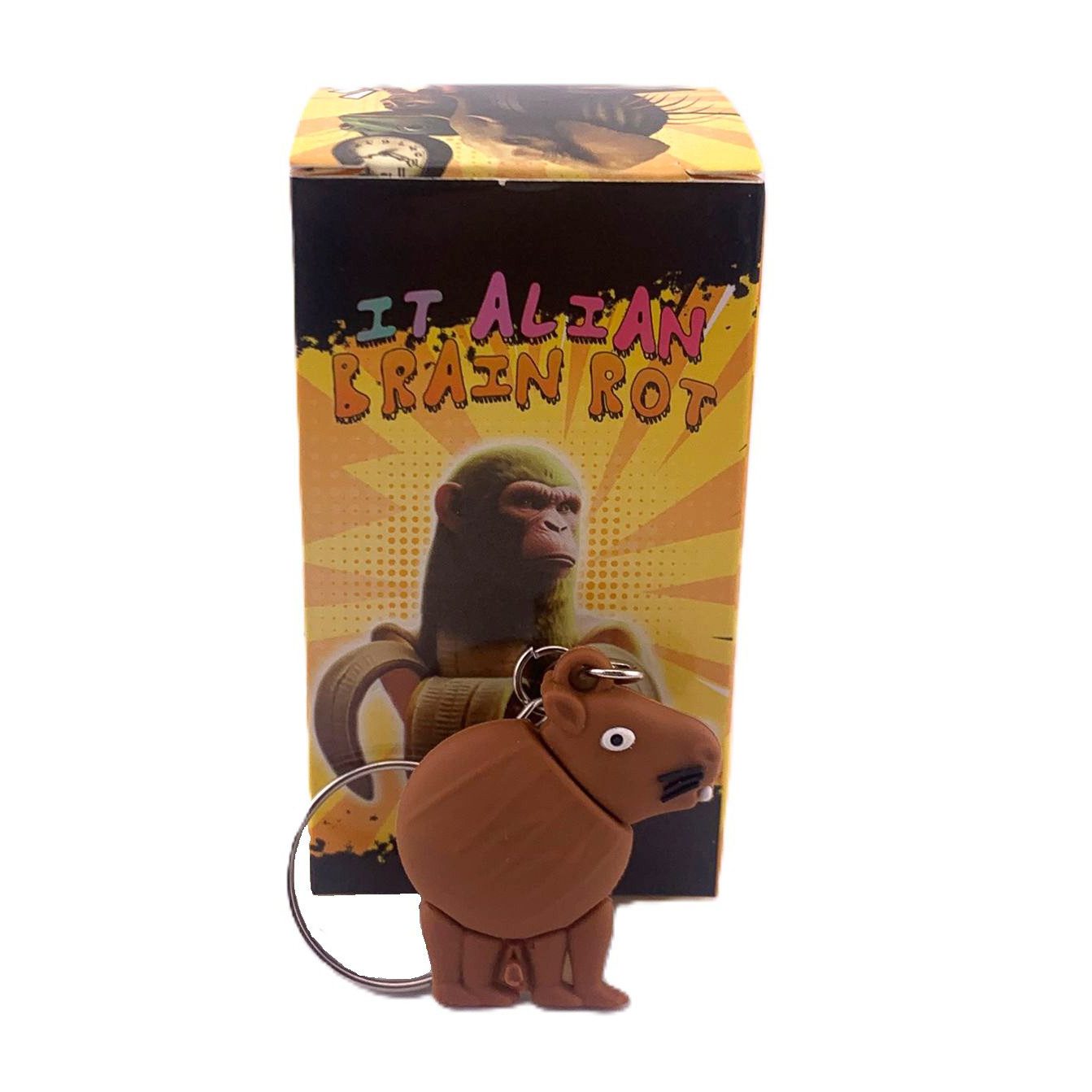 Breloc de Chei Brainrot, Klevo, Figurina Capybara, din Silicon, 4 cm, Maro
