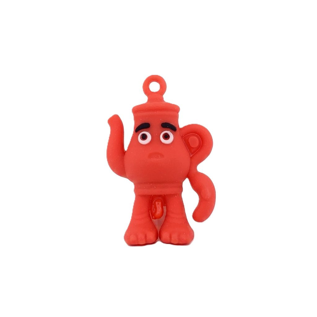 Breloc de Chei din Silicon, Klevo, Figurina Brainrot Ceainic Sahur, 4 cm, Rosu