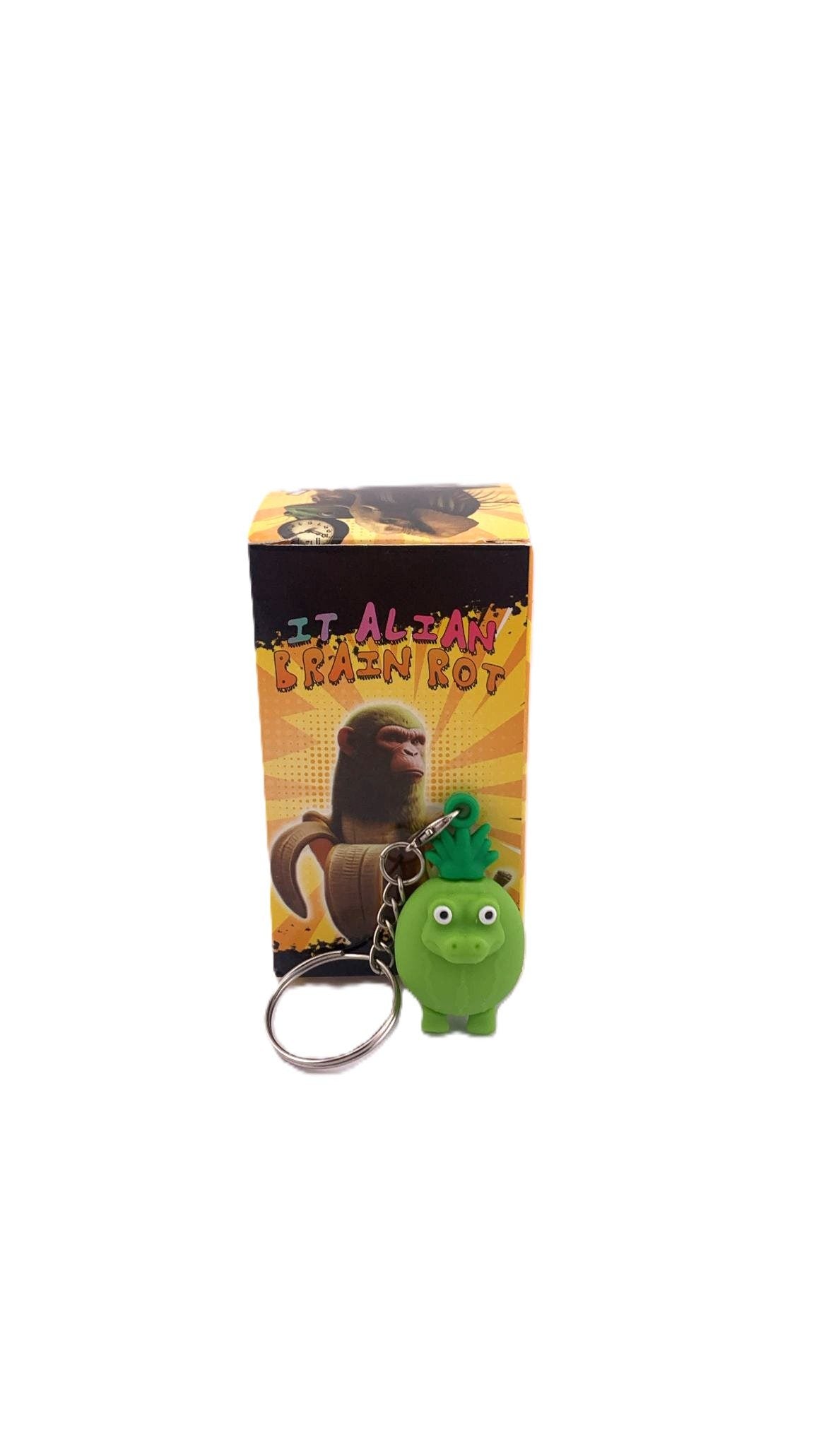 Breloc de Chei din Silicon, Klevo, Figurina Brainrot Gingobalo Gingobali, 4 cm, Verde