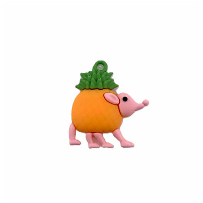 Breloc de Chei din Silicon, Klevo, Figurina Brainrot Snooffi Zeffirulli, 4 cm, Portocaliu/Verde