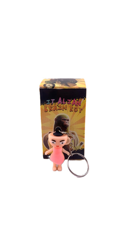 Breloc de Chei din Silicon, Klevo, Figurina Brainrot Ballerina Cappuccina, 4 cm, Roz