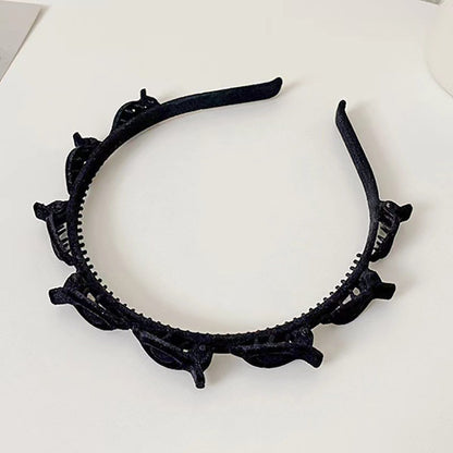 Bentita de Par pentru Femei, Klevo, Agrafa Stil Coreean, Accesoriu pentru Par cu Textura MultiStrat, 13 x 11.5 cm, Negru