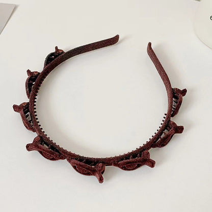 Bentita de Par pentru Femei, Klevo, Agrafa Stil Coreean, Accesoriu pentru Par cu Textura MultiStrat, 13 x 11.5 cm, Coffee