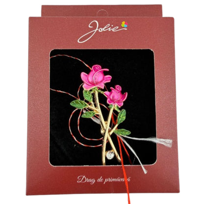 Brosa Vintage, Jolie, Material Metal, Ambalaj Carton, Dimensiune Brosa Aproximativ 4-6 cm, Model Trandafiri, Roz