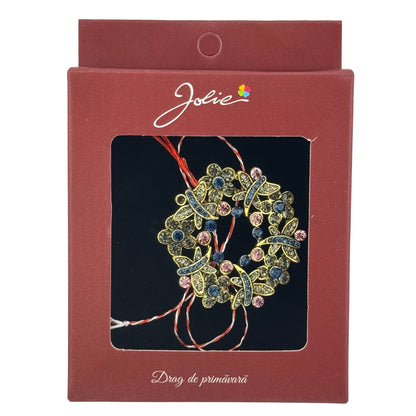 Brosa Vintage, Jolie, Material Metal, Ambalaj Carton, Dimensiune Brosa Aproximativ 4-6 cm, Model Coronita cu Libelule, Multicolor