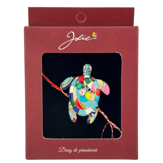 Brosa Vintage, Jolie, Material Metal, Ambalaj Carton, Dimensiune Brosa Aproximativ 4-6 cm, Model Broasca Testoasa, Multicolora
