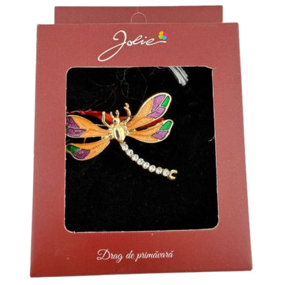 Brosa Vintage, Jolie, Material Metal, Ambalaj Carton, Dimensiune Brosa Aproximativ 4-6 cm, Model Libelula, Multicolor
