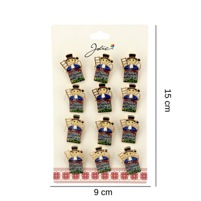 Brose Martisor Primavara, Jolie, Set 12 Bucati, Model Cosar cu Mesaj Primavara, Brosa din Metal, 3 x 2 cm per Bucata, Multicolor