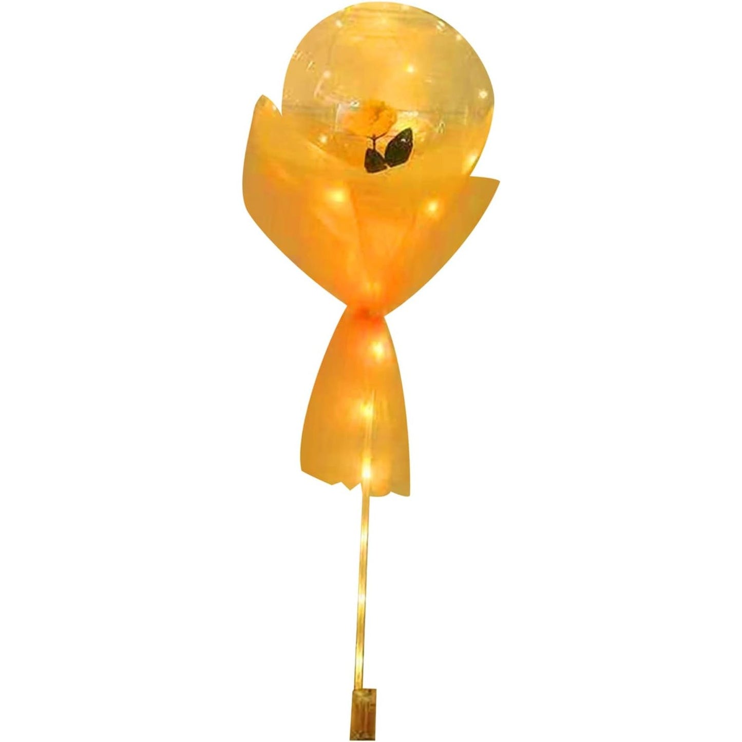 Buchet Decorativ, Klevo, Trandafir in Balon cu Lumini Led, Diametru 35 cm, 2 x Baterii AA (neincluse), Sampanie