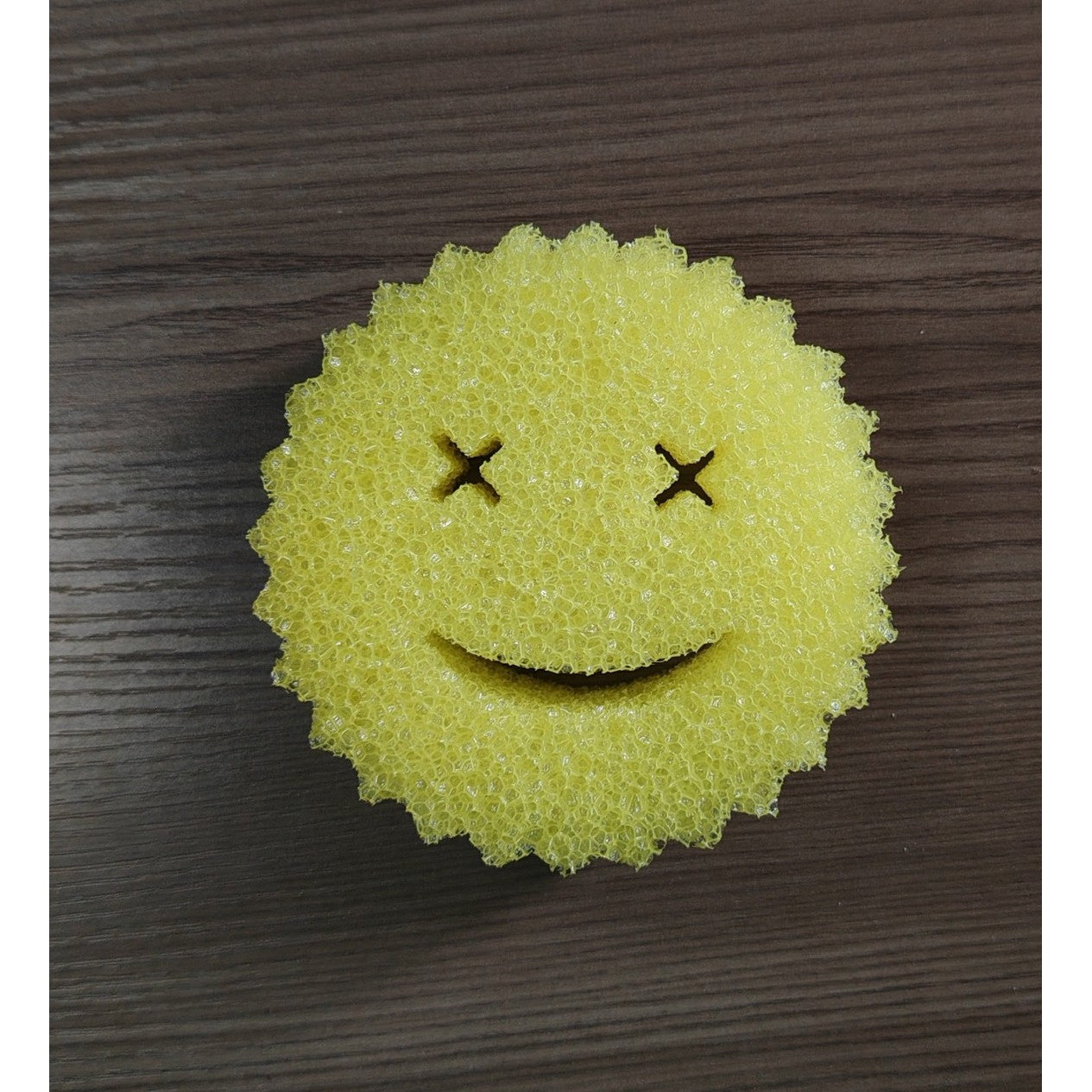 Burete de Vase, Klevo, Rotund, din Burete PU, Model Smiley Face, Doua Fete, 10 x 4 cm, Galben