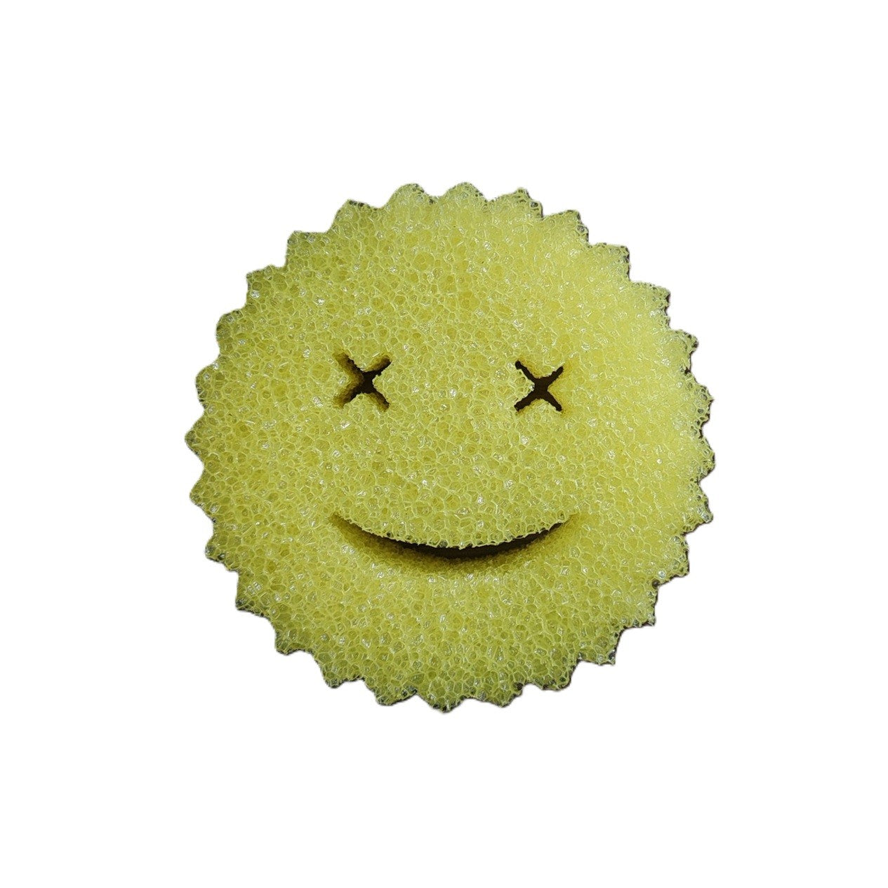 Burete de Vase, Klevo, Rotund, din Burete PU, Model Smiley Face, Doua Fete, 10 x 4 cm, Galben