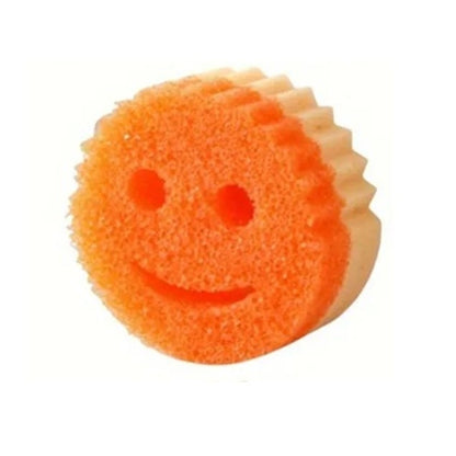 Burete de Vase, Klevo, Rotund, din Burete PU, Model Smiley Face, Doua Fete, 10 x 4 cm, Portocaliu/Galben