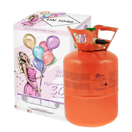 Butelie Heliu de Unica Folosinta, Klevo, Butelie pentru 30 Baloane Latex, ideala pentru Petreceri si Evenimente, 0.20 m3, 24 x 24 x 42 cm, Rosu