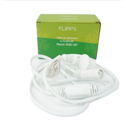Cablu de Alimentare Instalatie de Craciun, Klevo®, Max 5500 LED, cu Flash, 220 V, IP65, Alb